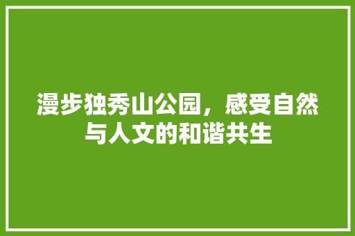 漫步独秀山公园，感受自然与人文的和谐共生