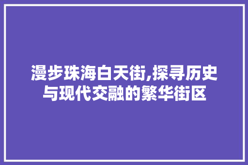 漫步珠海白天街,探寻历史与现代交融的繁华街区