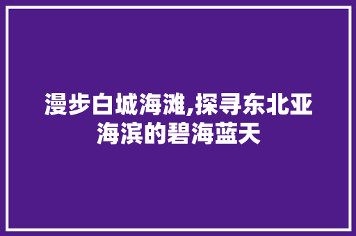 漫步白城海滩,探寻东北亚海滨的碧海蓝天