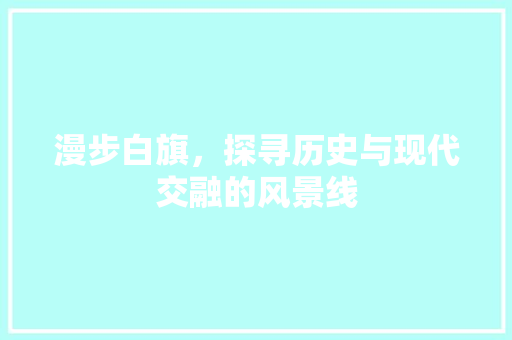 漫步白旗，探寻历史与现代交融的风景线