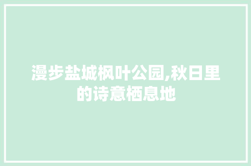 漫步盐城枫叶公园,秋日里的诗意栖息地