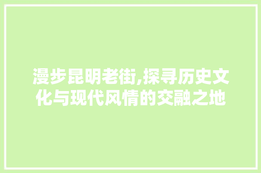 漫步昆明老街,探寻历史文化与现代风情的交融之地  第1张