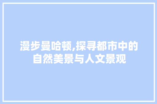 漫步曼哈顿,探寻都市中的自然美景与人文景观