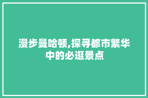 漫步曼哈顿,探寻都市繁华中的必逛景点