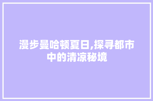 漫步曼哈顿夏日,探寻都市中的清凉秘境