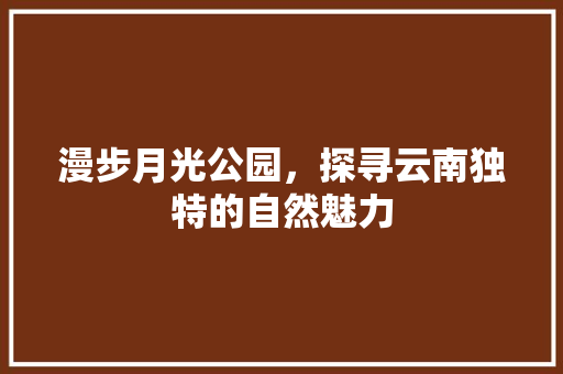 漫步月光公园，探寻云南独特的自然魅力