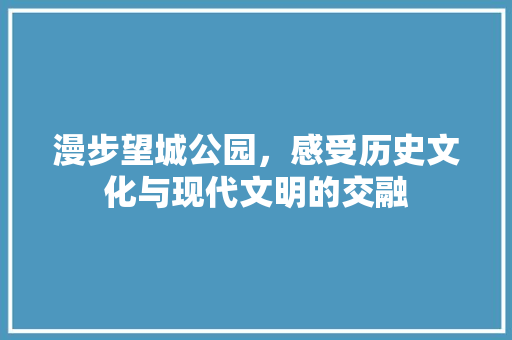 漫步望城公园，感受历史文化与现代文明的交融