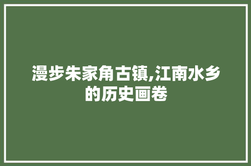 漫步朱家角古镇,江南水乡的历史画卷