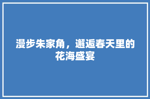 漫步朱家角，邂逅春天里的花海盛宴