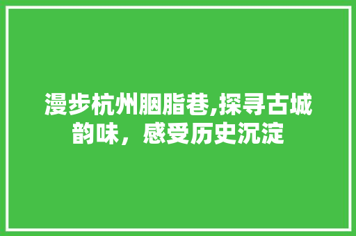 漫步杭州胭脂巷,探寻古城韵味，感受历史沉淀