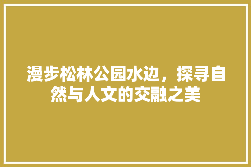 漫步松林公园水边，探寻自然与人文的交融之美