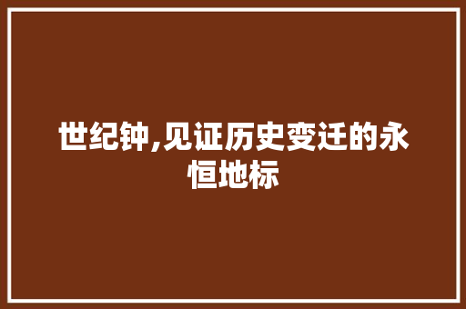 世纪钟,见证历史变迁的永恒地标  第1张