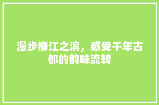 漫步柳江之滨，感受千年古都的韵味流转