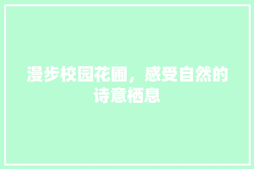 漫步校园花圃，感受自然的诗意栖息