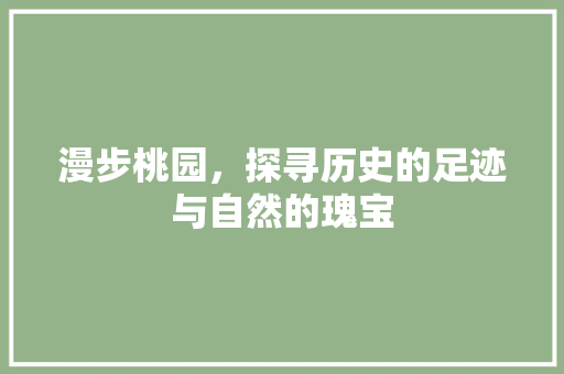 漫步桃园，探寻历史的足迹与自然的瑰宝