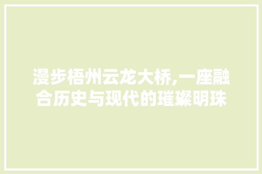 漫步梧州云龙大桥,一座融合历史与现代的璀璨明珠