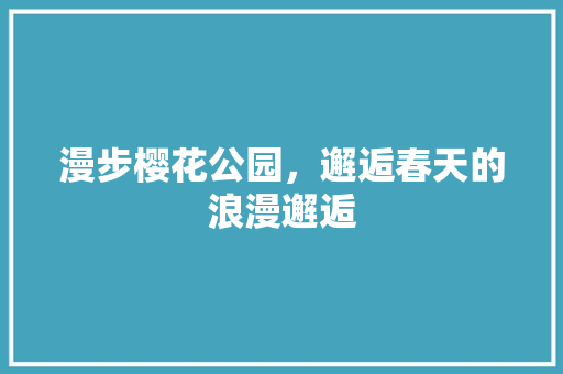 漫步樱花公园，邂逅春天的浪漫邂逅