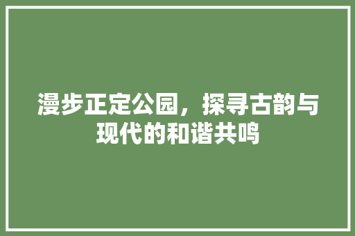 漫步正定公园，探寻古韵与现代的和谐共鸣