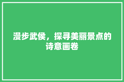 漫步武侯，探寻美丽景点的诗意画卷