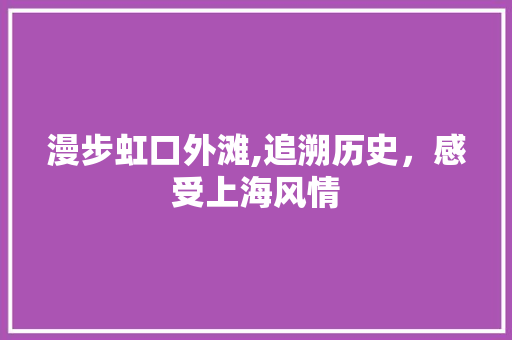 漫步虹口外滩,追溯历史，感受上海风情