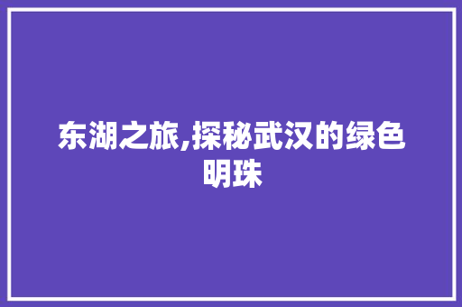 东湖之旅,探秘武汉的绿色明珠