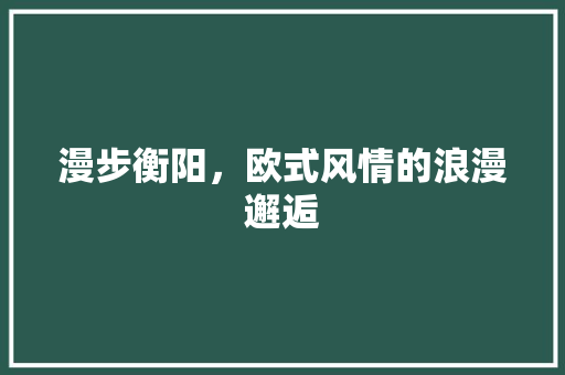 漫步衡阳，欧式风情的浪漫邂逅