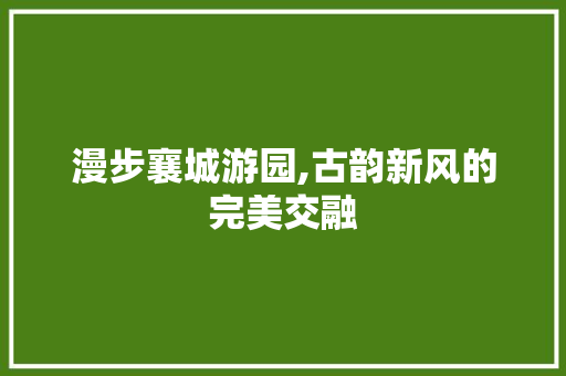 漫步襄城游园,古韵新风的完美交融