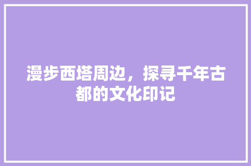 漫步西塔周边，探寻千年古都的文化印记