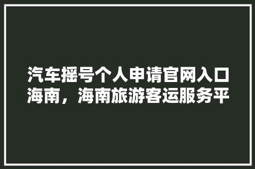 汽车摇号个人申请官网入口海南，海南旅游客运服务平台官网。  第1张