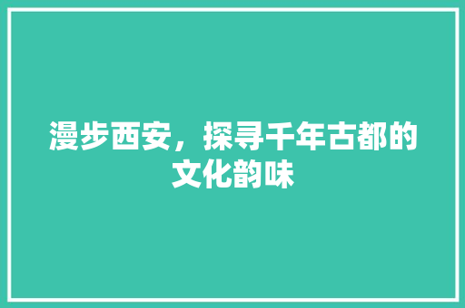 漫步西安，探寻千年古都的文化韵味