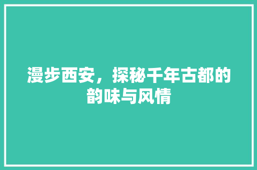 漫步西安，探秘千年古都的韵味与风情