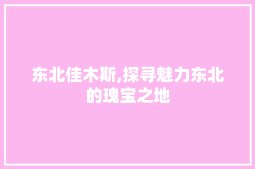 东北佳木斯,探寻魅力东北的瑰宝之地