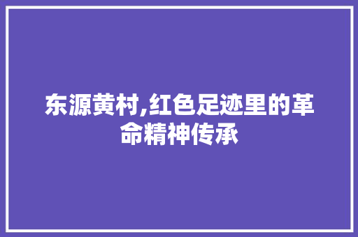 东源黄村,红色足迹里的革命精神传承