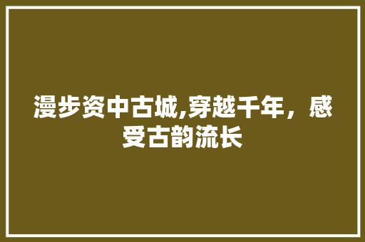 漫步资中古城,穿越千年，感受古韵流长