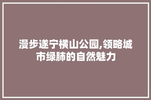 漫步遂宁横山公园,领略城市绿肺的自然魅力