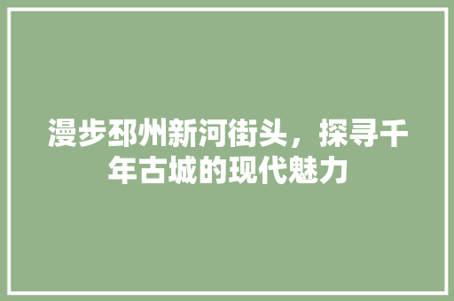 漫步邳州新河街头，探寻千年古城的现代魅力