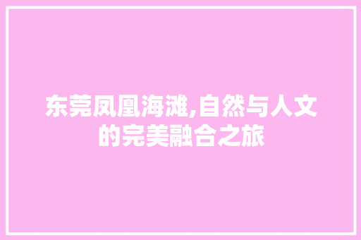 东莞凤凰海滩,自然与人文的完美融合之旅