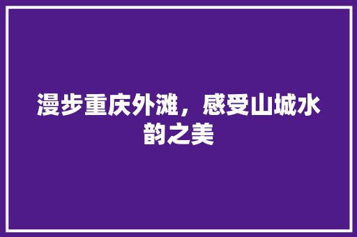 漫步重庆外滩，感受山城水韵之美