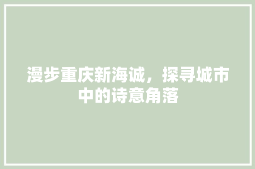 漫步重庆新海诚，探寻城市中的诗意角落