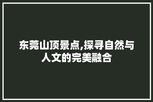 东莞山顶景点,探寻自然与人文的完美融合  第1张