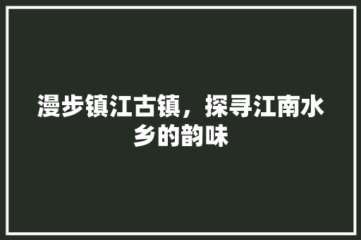 漫步镇江古镇，探寻江南水乡的韵味