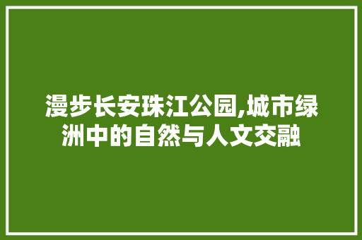 漫步长安珠江公园,城市绿洲中的自然与人文交融