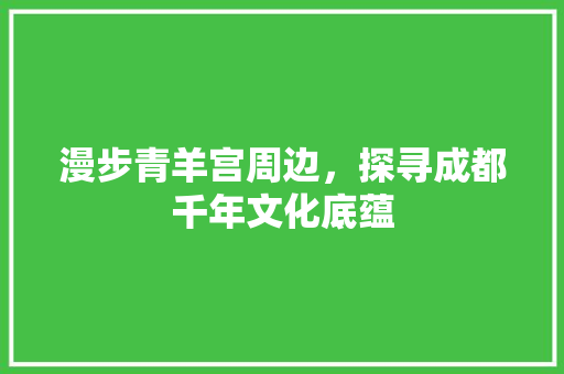 漫步青羊宫周边，探寻成都千年文化底蕴