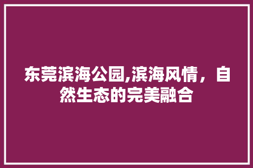 东莞滨海公园,滨海风情，自然生态的完美融合  第1张