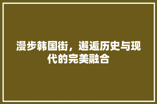 漫步韩国街，邂逅历史与现代的完美融合