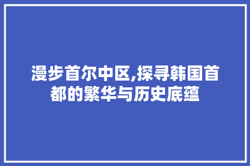 漫步首尔中区,探寻韩国首都的繁华与历史底蕴