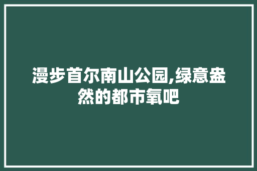 漫步首尔南山公园,绿意盎然的都市氧吧