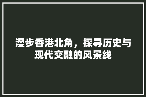 漫步香港北角，探寻历史与现代交融的风景线