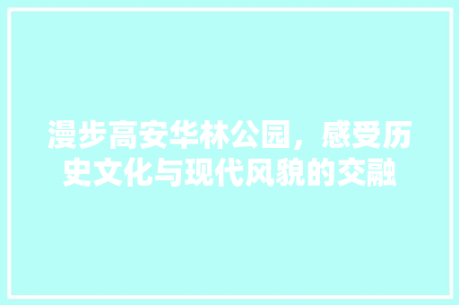 漫步高安华林公园，感受历史文化与现代风貌的交融