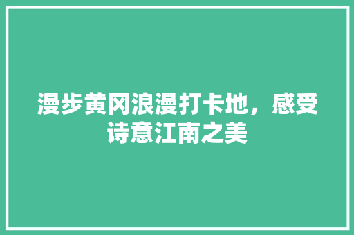 漫步黄冈浪漫打卡地，感受诗意江南之美